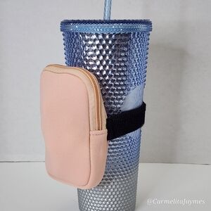 Neutral Pink 🥤 Tumbler & Water Bottle Storage Bag w Adjustable Strap NWT NEWTAG